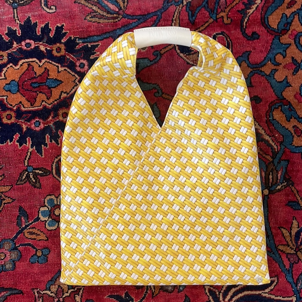 MM6 Maison Margiela Japanese yellow woven print bag